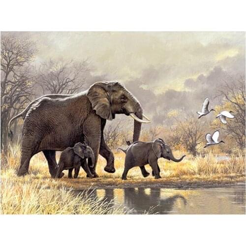 5D DIY Diamond Embroidery Mosaic Home Decoration Aniamal Elephant Family Diamond Painting Cross Stitch Rhinestone