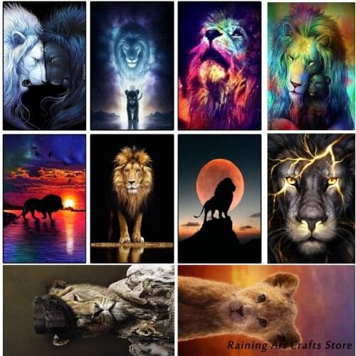 5D Diy Diamond Painting Colorful Lion Cross Stitch Kits Full Square Round Drill Animal Embroidery Mosaic Pictures Home Decor