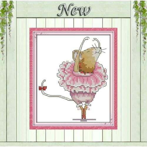 Ballet rat cartoon lovely mouse counted printed on canvas DMC 14CT 11CT DIY Cross Stitch chinese Needlework kits Embroidery Sets