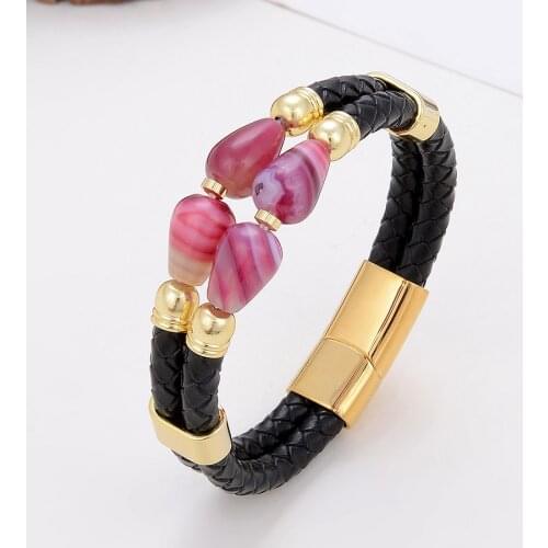 New Water Drop Shape Stone Bracelet & Bangles Multilayer Leather Designer Chrams Bracelets For Women Mens Jewelry Gift