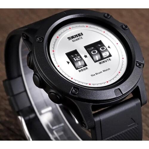 Fashion Men Watches Creative Turntable Lock Dial Waterproof Watch Male Sports Clock PU Quartz Wrist Watches Relogio Masculino