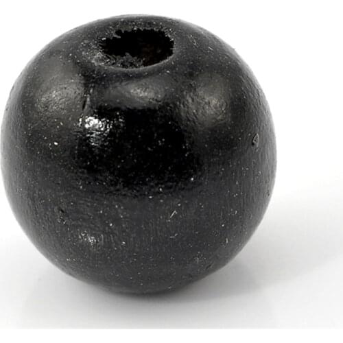 DoreenBeads 100PCs Black Dyed Round Wood Beads 16mm(5/8") Dia. (B21873), yiwu