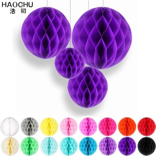HAOCHU 4pcs/lot Honeycomb Ball Party DIY Decorations Tissue Paper Round Lanterns Holiday Supplies For New Year Wedding Birthday
