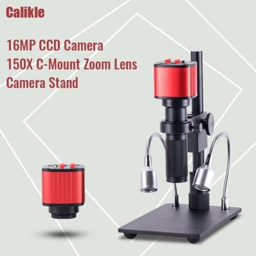 HDMI 16MP Industrial Digital Electronic Microscope Camera 150x C-Mount Zoom Lens Camera Stand for Soldering