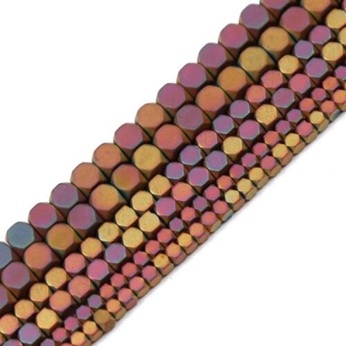 JHNBY Matte Rose Red Square Shape Hematite Natural Stone 2/3/4MM Spacers Loose Beads For Jewelry Making Diy Bracelets necklace