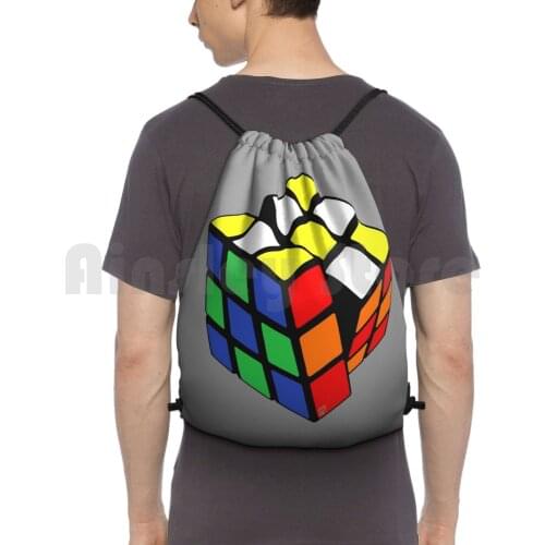 - Checkered Pattern Backpack Drawstring Bags Gym Bag Waterproof Cube Pop Art Puzzle Puzzles Games Red Orange Yellow White