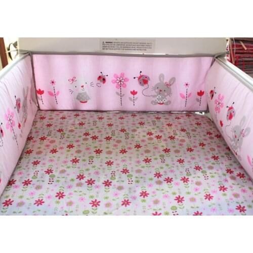 5PCS 100% Cotton baby Bedding Set Baby Cot Bumpers Bed Sheet Newborn Cot Set Baby Nursery juego de cama (4bumper+bed cover)