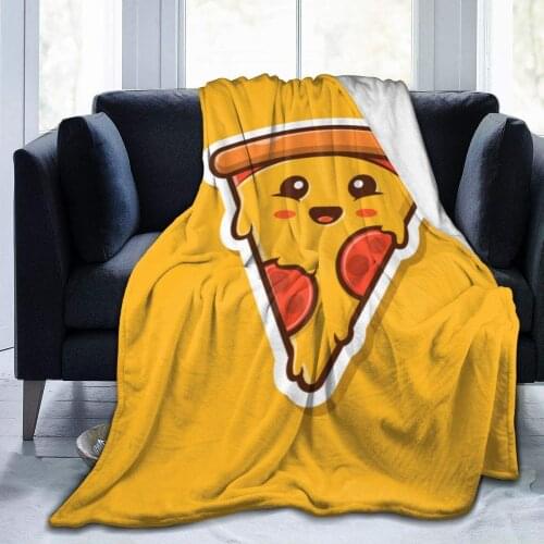 Cute Pizza Mascot Ultra-Soft Micro Fleece Blanket Throw for Bed Couch Sofa Living Room Picnic Suitable All Season for Kids