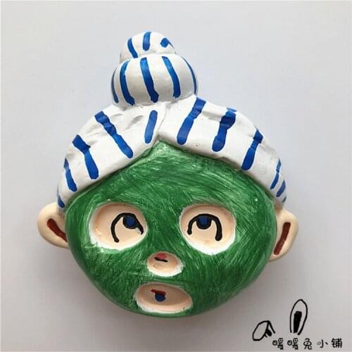 Cute Cartoon Seaweed Mask Doll Resin Fridge Magnet Three-dimensional Magnetic Sticker