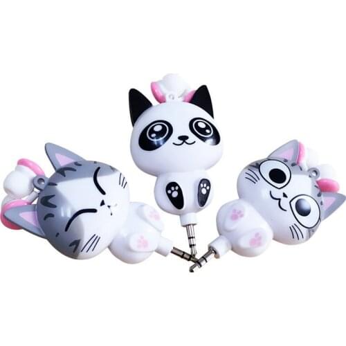 Gift Cute 3.5mm In Ear Earphone headphone headset earbuds Cartoon retractable headphones For Samsung Xiaomi HTC mobile phone
