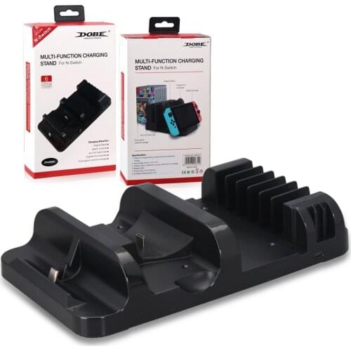 Multifunction Dual Charging Stand+6 pcs Game Card Box Storage Bracket and Console Holder for Nintend Switch Pro & Joy Controller