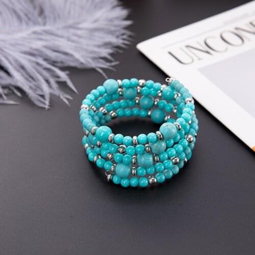 Cloudxin Turquoises Bead wrap Bracelet Women Natural Stone Bangles Charm Ethnic Jewelry Adjustable Boho Multilayer Bracelets