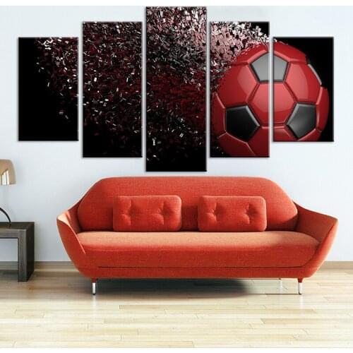 Modular Painting Canvas Wall Art Pictures Home Decor 5 Pieces Soccer Abstract Football Disintegrate For Living Room Poster Frame