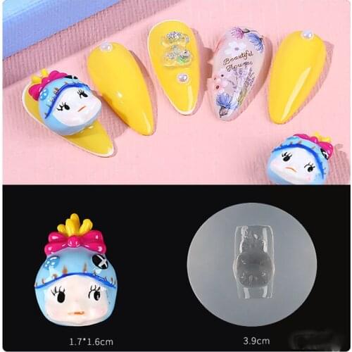 New Arrival Nail Sleeping Baby Mould 3D Baby Face Hat Mould Cute Cartoon Mould Silicone Carved Mould Cute nail decoration