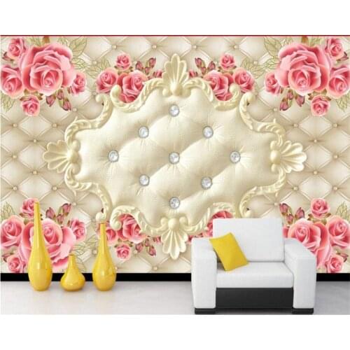 Beibehang Customize wallpaper large wall mural wallpaper European - style Soft Case rose art TV sofa background Wall wallpaper