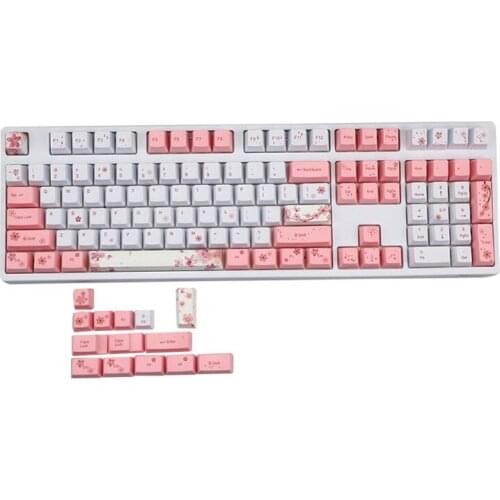 OEM PBT Cherry Blossom Keycap Mechanical Keyboard Keycaps Dye-Sublimation Keycap T3LB