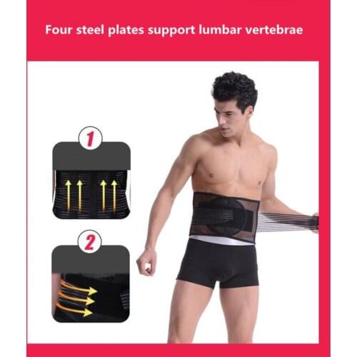 S M L XL Medical Lower Back Support Belt Orthopedic Lumbar Corsets with 4-Steel Straps for Waist Spine Corrector Back Brace Men