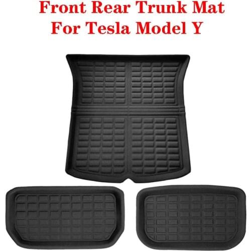 For Tesla Model Y Car Accessories Cargo Liner Mat Front Rear Lattice Trunk Mat TPE