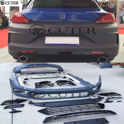 PP Unpainted Grey Primer Auto Car Bumper Styling Body Kits With Exhaust For Volkswagen Scirocco R 2015