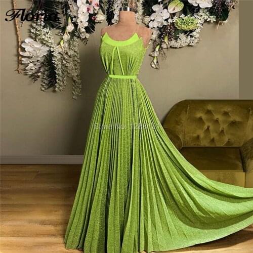 Simple Green Formal Strapless Long Evening Dresses Elegant 2019 Dubai Design Kaftan Prom Dress Custom Made Robe De Soiree Arabic