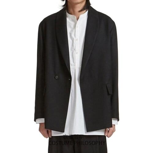 S-6XL! Linen oversize suit 2021 New pajama collar loose lapel simple fashion mens coat