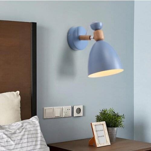 Nordic Wall Lamp Bedroom Simple Modern Bedside Lamp Individual Creative Lighting Solid Wood Corridor E27 Wall Lights