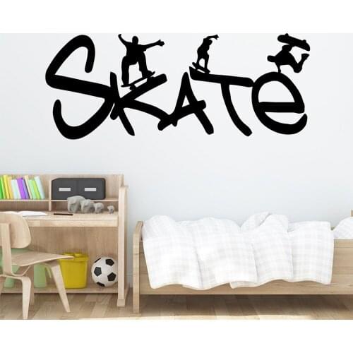Skateboard Wall Decal Mural Free Shipping Cartoon Art Poster Living Room Bedroom Art Deco Paper Anime Decor Wall Decals