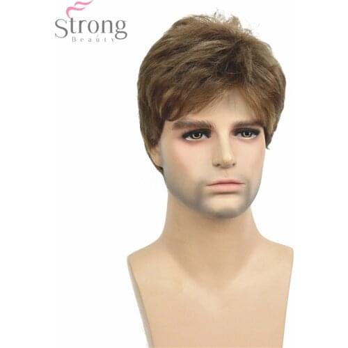 StrongBeauty Men Short Wig Light Brown mixed Synthetic Natural Full Wigs