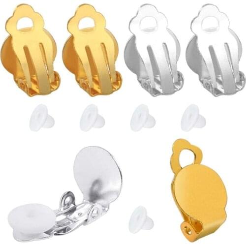 250Pc Non-Pierced Ears Comfortable Flat Round Glue-on Tray Clip-on Earring Findings Pad Base Non Piercing Earring Making