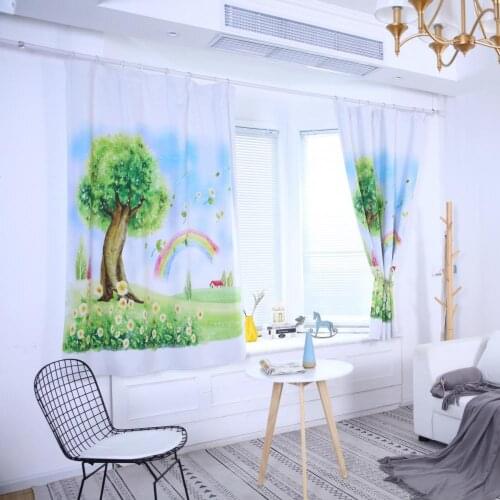 Curtain High Shading Fairy World Tree Rainbow Window Curtain Kids Bedroom Nursery Decor