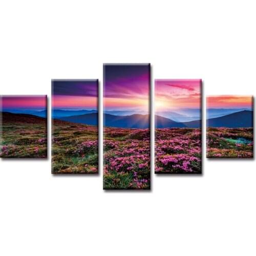 Framed 5 Panel Beautiful landscape series Wall Art Oil Painting On Canvas Printed Painting Pictures Decor painting living room