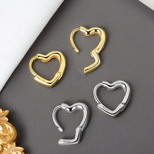 CANZE Korean Simple Heart Shaped Earrings Anniversary Lover Gift Hollow Design Love Earrings