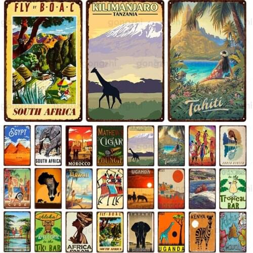 Famous Tourist City Retro Metal Sign South Africa Mexico Wild Animals Old-fashioned Plate Home Decor Bar Pub Club Art Poster