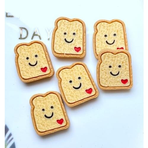 10pcs New Resin Cute Mini Bread Flat Back Cabochon Scrapbook Kawaii DIY Embellishments Accessories