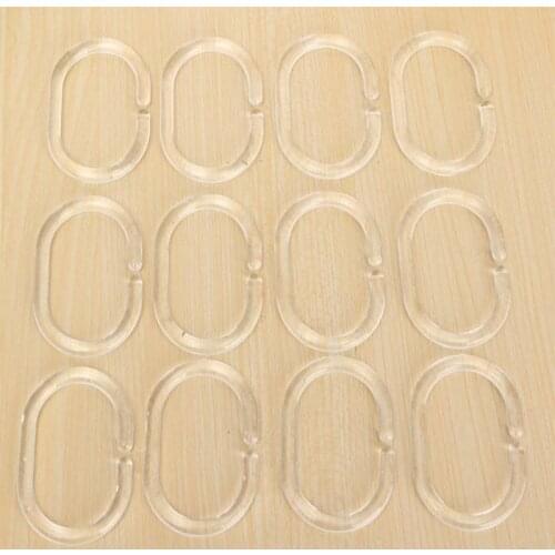 12PCS Plastic C Type Shower Curtain Hook Hanger Ring Bath Drape Loop Clip Glide Convenient Replacement Bathroom Accessories