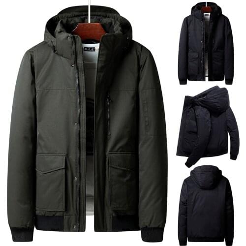 2021 Winter Warm Mens White Duck Down Hat Detachable Hooded Casual Air Pilot Thicken MA1 Jacket Tooling Coats Male Puffer Parkas