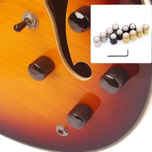 4PCS Metal Dome Tone Guitar Knob On For Electric Guitar Bass Volume Control White Shell Metal Guitar Knob Button