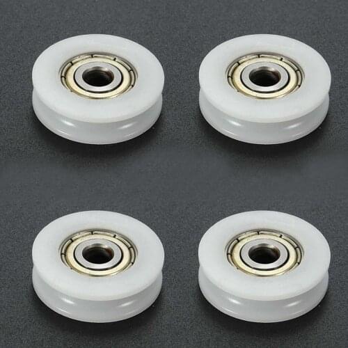 4pcs U Groove Nylon Round Pulley Ball Bearing Wheel Roller for Door Windows Shower Pulleys Drawer