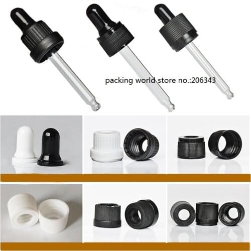 5ml-100ml 18MM 18/410 black/white childproof/Tamper Evident/pressure screw pipette Dropper Cap white/black bulb glass dropper