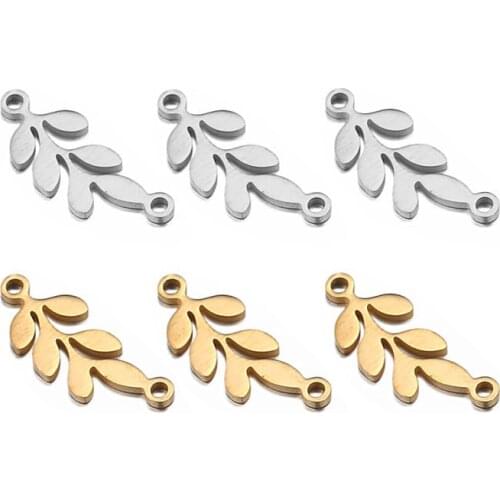 5pcs/lot Polishing Leaf Stainless Steel Decoration Pendant Connectors Bohemia Handmade Charm DIY Earrings Jewelry Making Finding