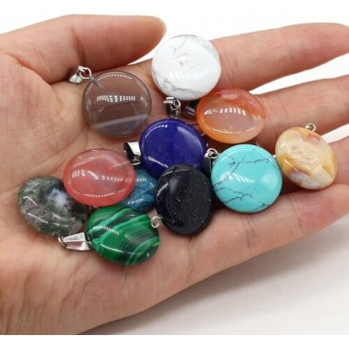 New Natural Stone Pendant Round Shape Charms Pendant Necklace For DIY Jewelry Best Birthday Gift Size 20x20mm
