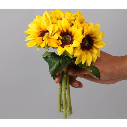 6 Heads Artificial Sunflowers Flower Bouquets 8cm flower head (12pcs, 12 heads)
