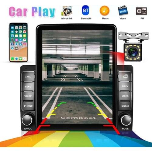 2 Din 9.5Inch Contact Screen MP5 Player Car Stereo FM Radio for Apple/Andriod CarPlay Mirror Link Navi+ 12LED Camera