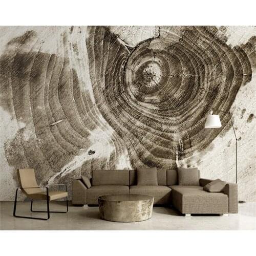 Beibehang Custom 3D Wallpaper Retro Simple New Silk Wooden Texture Ring TV Background Wall papel de parede 3d photo wallpaper