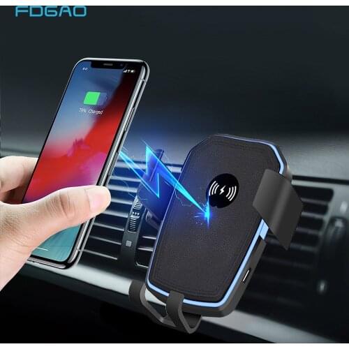 FDGAO Qi Wireless Car Charger Mount For iPhone XS X XR 8 11 10W Fast Charging Car Phone Holder for Samsung Note 10 9 8 S10 S9 S8