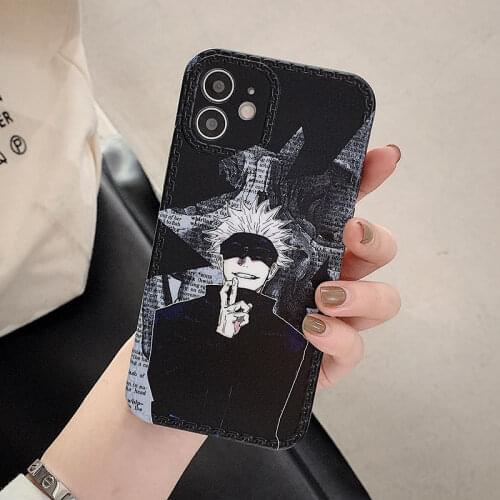 INS Anime Jujutsu Kaisen Ryomen Sukuna Phone Case For iPhone 7 8 Plus SE2 12 Mini 11 Pro X XS Max XR Cute Cartoon Black Cover