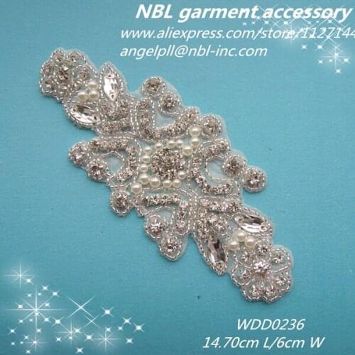 Crystal bridal beaded rhinestone applique patch for wedding evening dress DIY iron on patch WDD0236