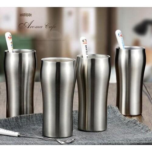 430ml Stainless Steel Juice Beer Water Cup Unbreakable Coffee Tea Mug Drinking Cups Double Wall Beer Mug Wine Tumbler Bar Supply