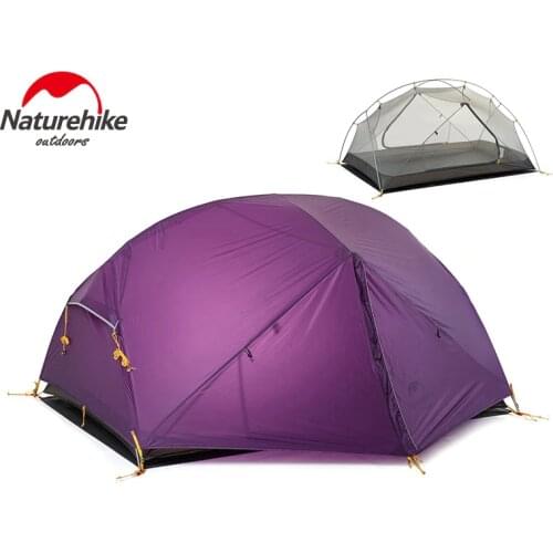 Naturehike Dome Tent 2 Person 20D Silicone Fabric Double Layers Rainproof NH Outdoor Ultralight Camping Tent 3Colors