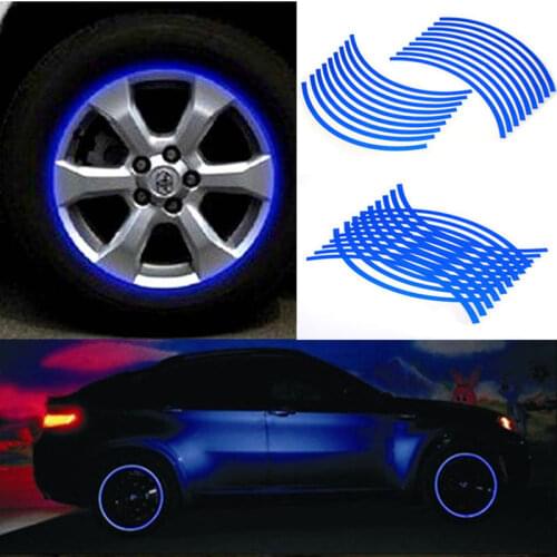16 Pcs Strips Wiel Stickers Reflective Strips Stickers Car Body Wheel Stickers And Decals Reflective Rim Tape Bike Motorcycle